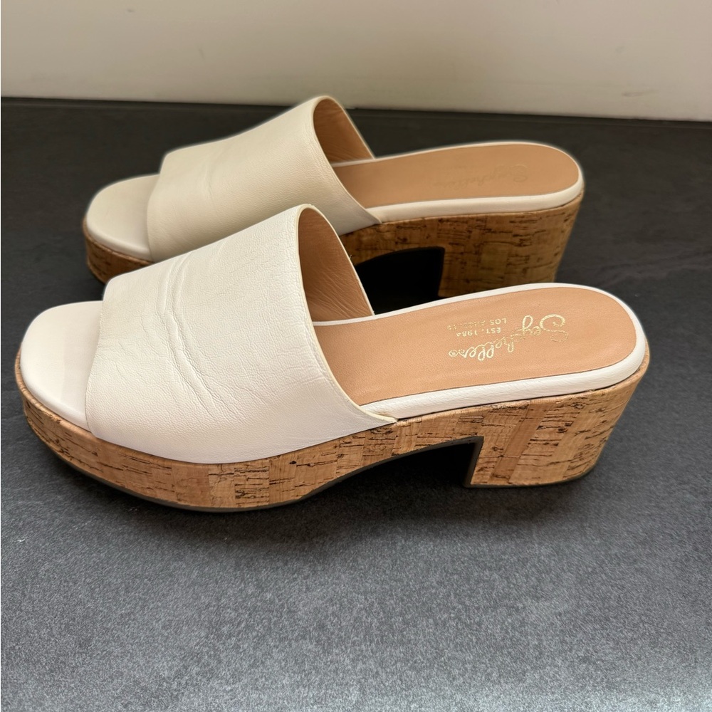 White cork Platform Heel